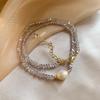 Womens Baroque Freshwater Pearl Crystal Beaded Clavicle Necklace