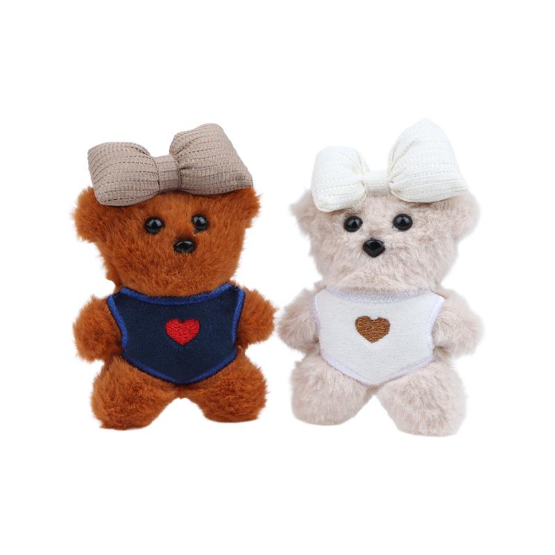 Cute Bow Tie Bear Plush Keychain Cartoon Stuffed Doll Keyring Pendant Bag Charms Couple Backpack Hanging Decoration Lovely Gifts