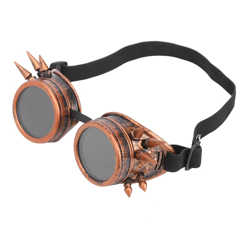 ABS Industrial Vintage Spiked Steampunk Unique Goggles Cycling Glasses Double Layer Windproof SunglassesBlack
