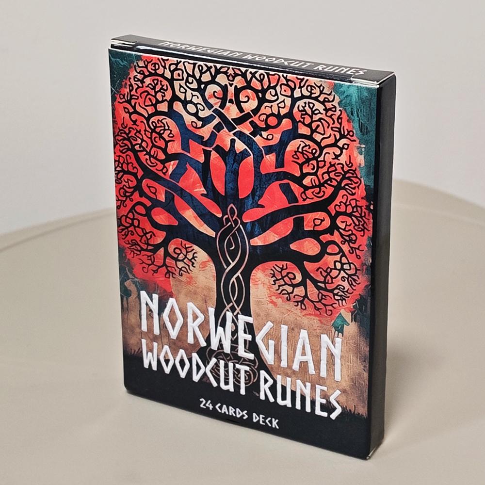 10.4*7.3cm Norwegian Woodcut Runes Deck 24 Cards Oracle Deck Elder Futhark Runes