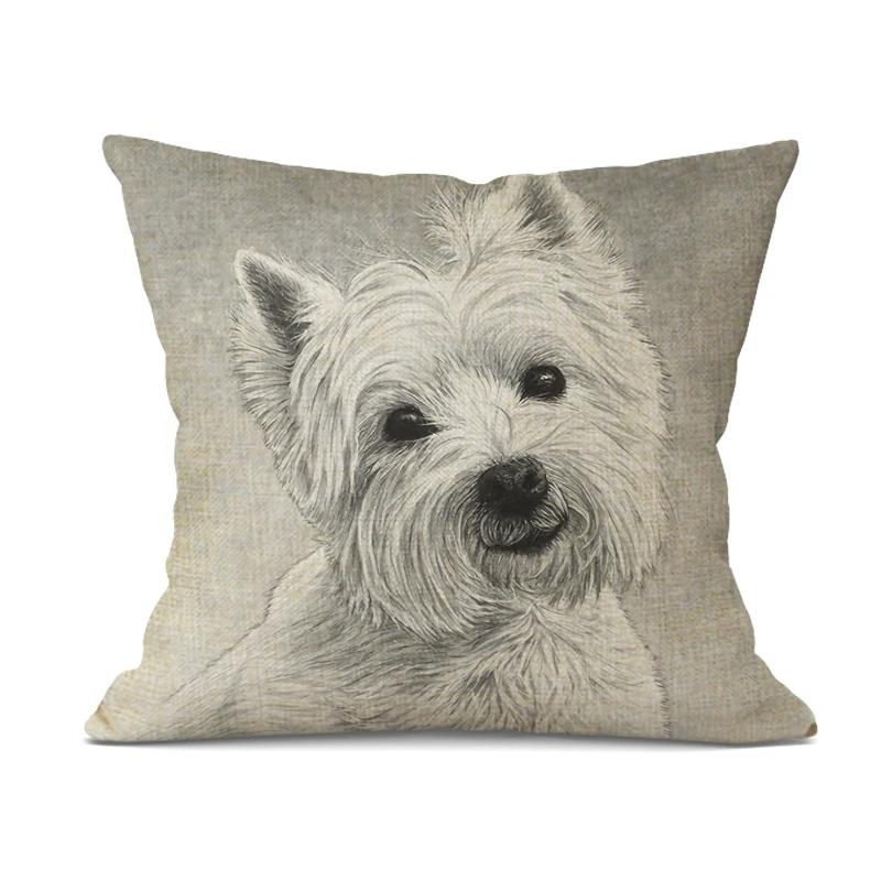 

Расписанная вручную собака Декоративная подушка Чехол Милый бульдог Чехол Льняная наволочка для дивана Cojines Decorativos Para 450mm*450mm