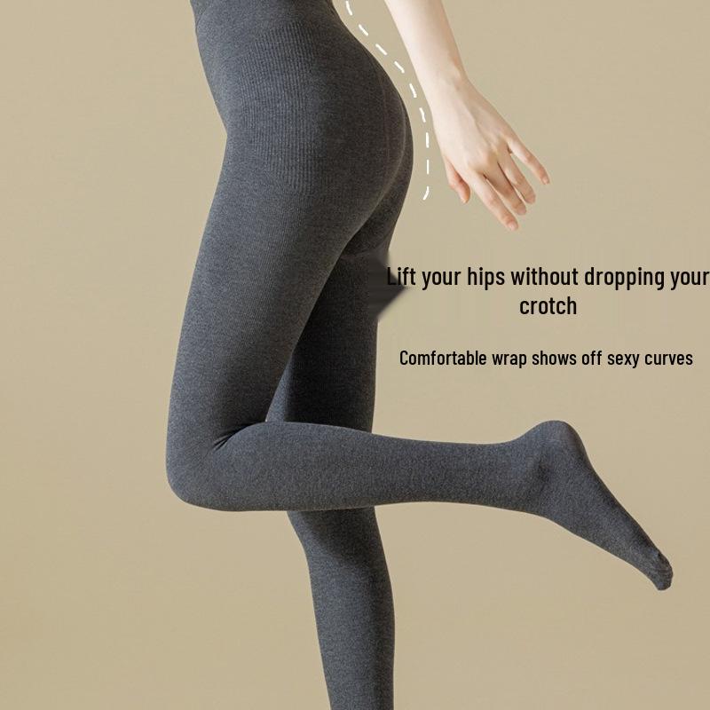 Women's Cotton Striped Leggings with Warm Fleece-Lined Tights for Autumn & Winter