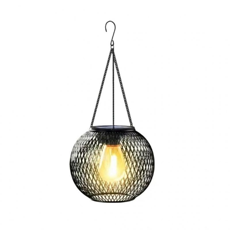 

Solar Wrought Iron Vintage Mesh Outdoor Lantern Light for Garden Decoration