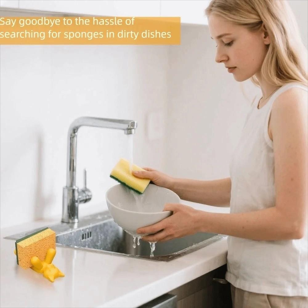 2 Stück Katze Bär Form Spülbürste Aufbewahrungsgestell Cartoon Stehgestell Küchengebrauch