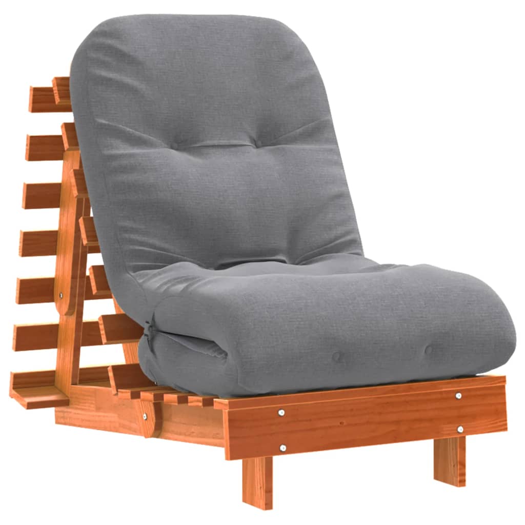 Vidaxl Sofa Rozkładana Futon, Z Materacem, Woskowy Brąz, 60X206X11 Cm