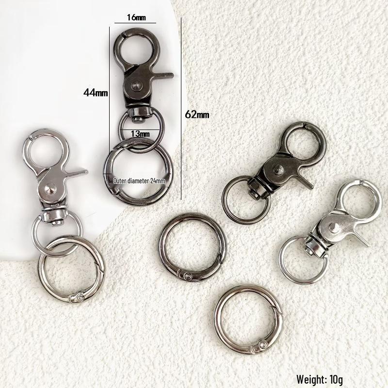 Electroplated Zinc Alloy Spring Buckle Keychain - DIY Openable Round Ring Accessory