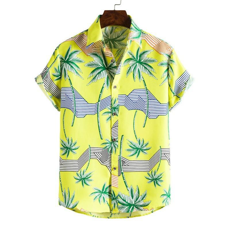 3D Printed Spring Summer Men's Beach Shirt Hawaiian Short Sleeve Flower Shirt Men's