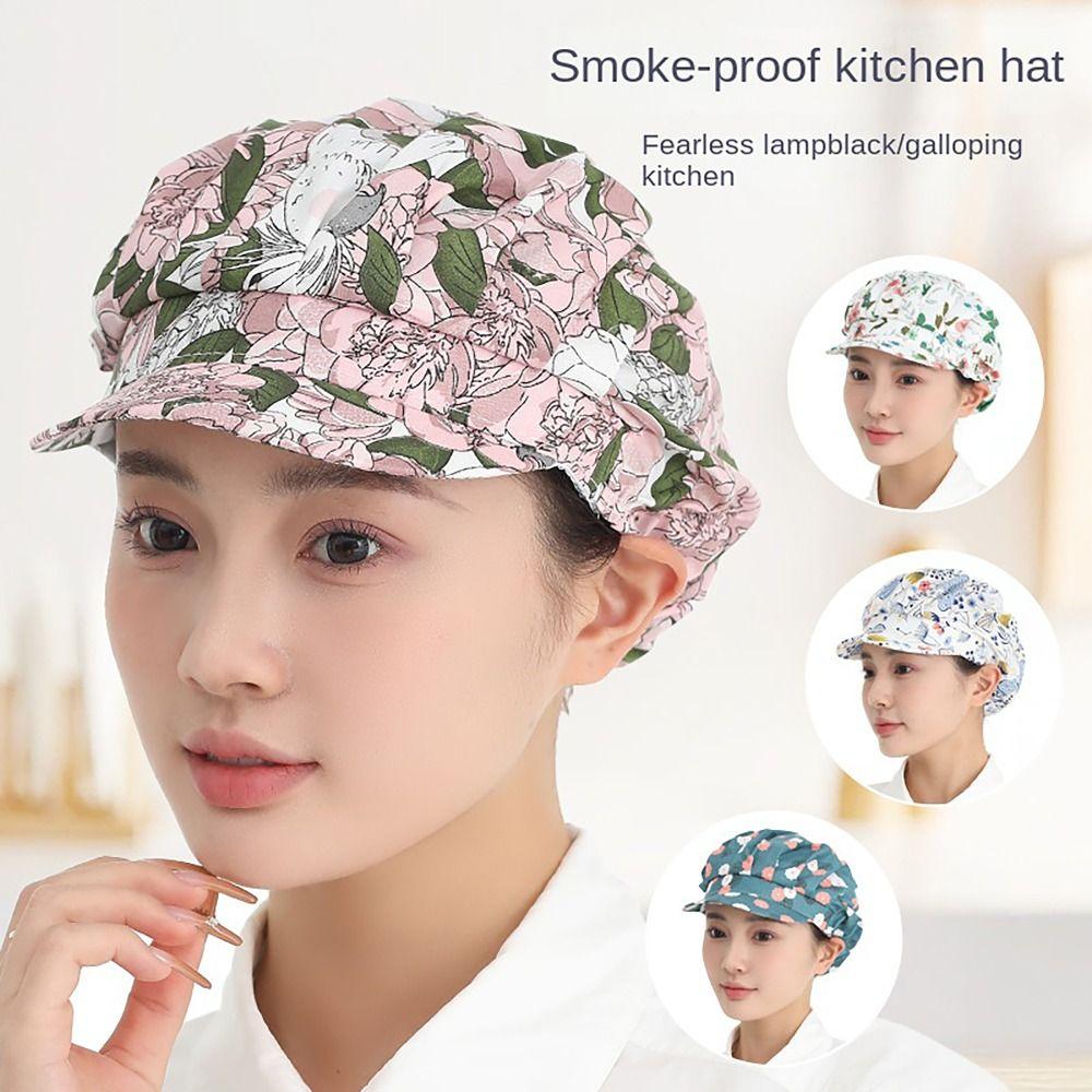 Cotton Cooking Hats Flowers Printed Work Headband Elastic Sanitary Cap  Hotel Restaurant