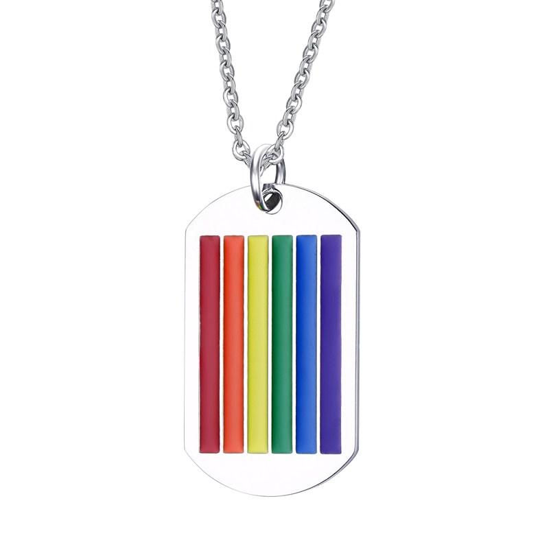 Medaglietta Portachiavi Cane Pride LGBT Arcobaleno Collana Militare Pendente per Uomo Donna Catena in Acciaio Inossidabile Gioielli Regalo BFF