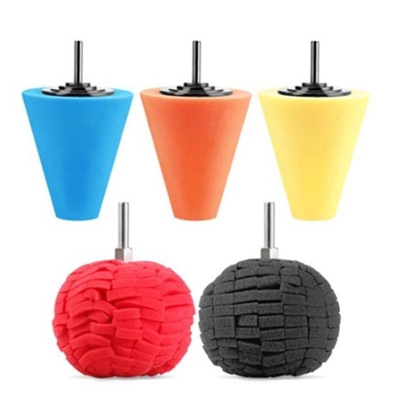 Tapered Car Detailing Kit: Polishing Wheel & Spherical Sponge Pads