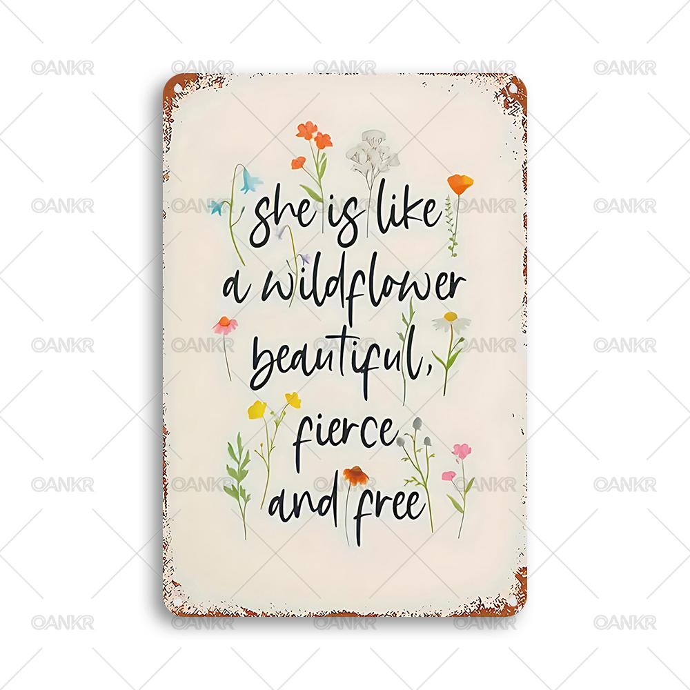 

Funny Metal Tin Sign Ideal Gift She Is Like A Wildflower Vintage Home Decor Metal Signs for Man Cave Bedroom Home Decor 20x30cm（7.8x11.8inch）