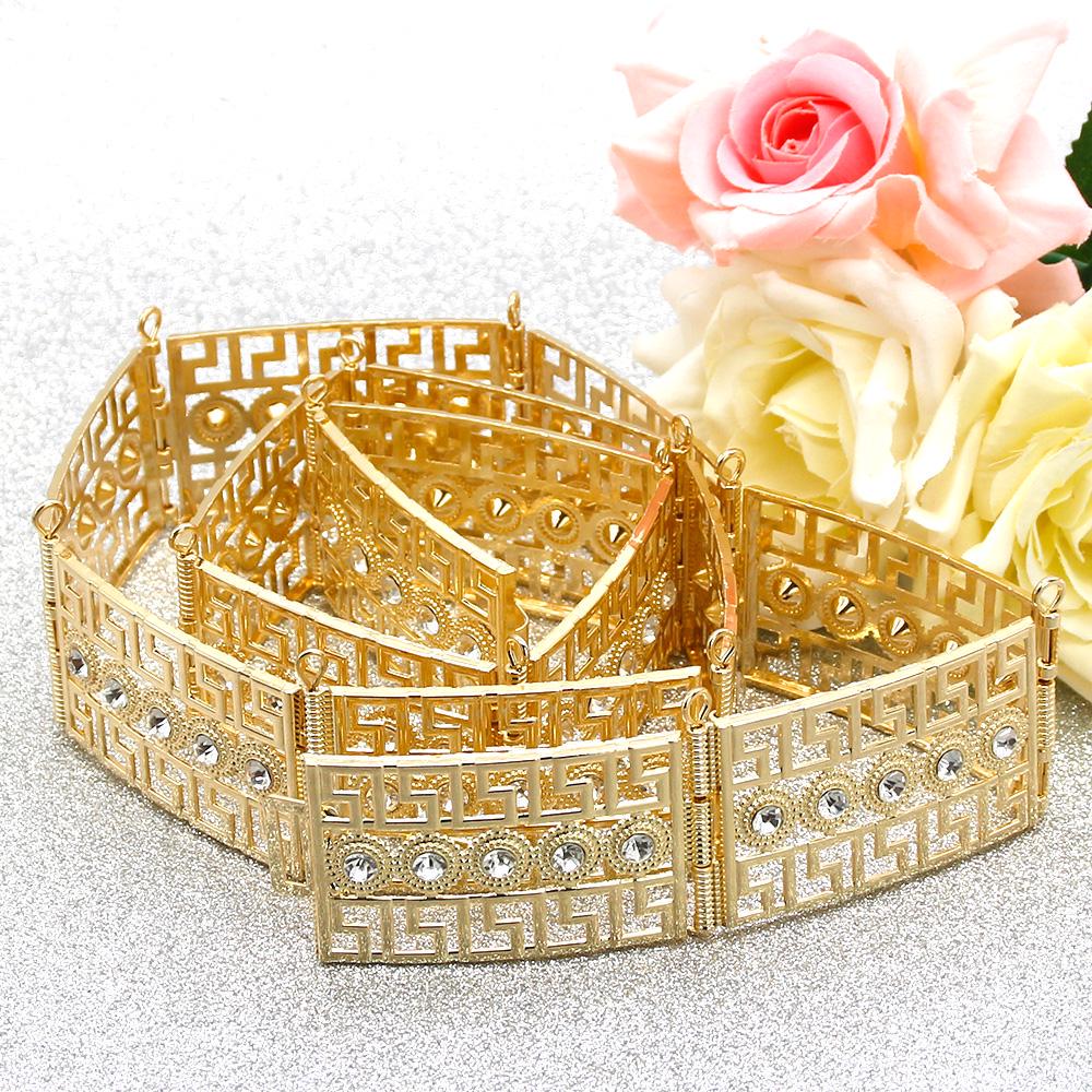 Gold Farbe Frauen Gürtel Taille Kette Gürtel Ethnische Hochzeit Schmuck Metall Kristall schmuck 2023