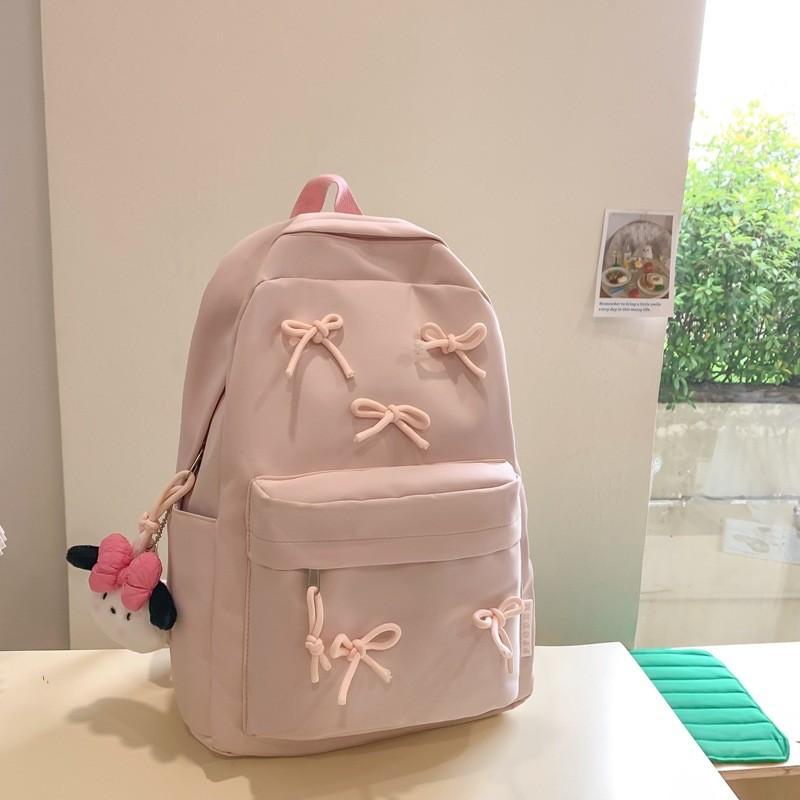 Korean Style Student Backpack With Lightweight Nylon Material For College And Teens розовый