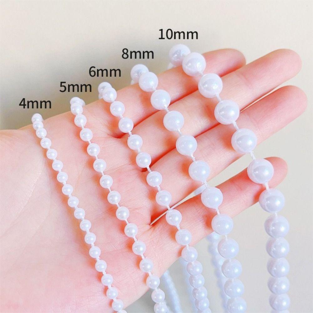 Multifunctional 5m Pearl Bead String 4/5/6/8/10mm Round Imitation Pearls Chain Fishing Line Pearl Garland Decor Party Decoration