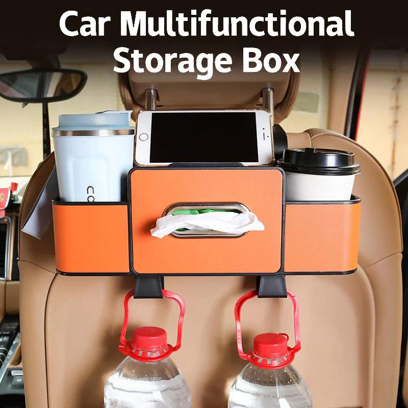 Car Backseat Organizer Multifunction Leather Interior Storage Bag Hanging Seat Back Tissue Water Cup Holder Auto Accessories