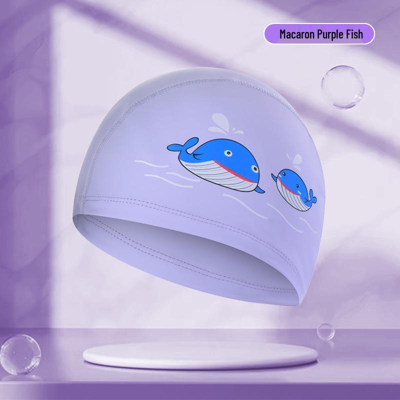 Kids' Cartoon Swim Cap with Waterproof Ear Protection & High Elasticity - Comfortable PU Cap for Boys & Girls, Customizable Logo Available.