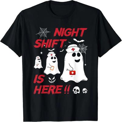 Halloween Nurse Shirt Women Night Shift Crew Ghost Costume T-Shirt