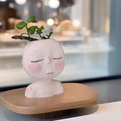 Facial Flowerpot Head Flowerpot, Cute Resin Succulent Plant Flowerpot, Unique Facial Flowerpot, Suitable for Indoor and Outdoor