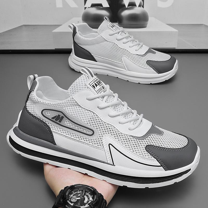 Summer men's shoes new breathable hollow mesh shoes men's trend versatile platform sports shoes casual dad shoes