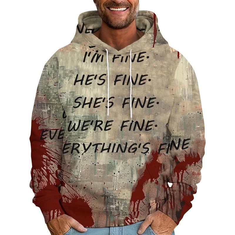 Vintage 3D It'S Not My Blood Bloody Letter Patterns Printed Sweatshirts Hoodies For Men Clothes Y2k Top Pullovers Spring And Autumn Boy Tees Clothing