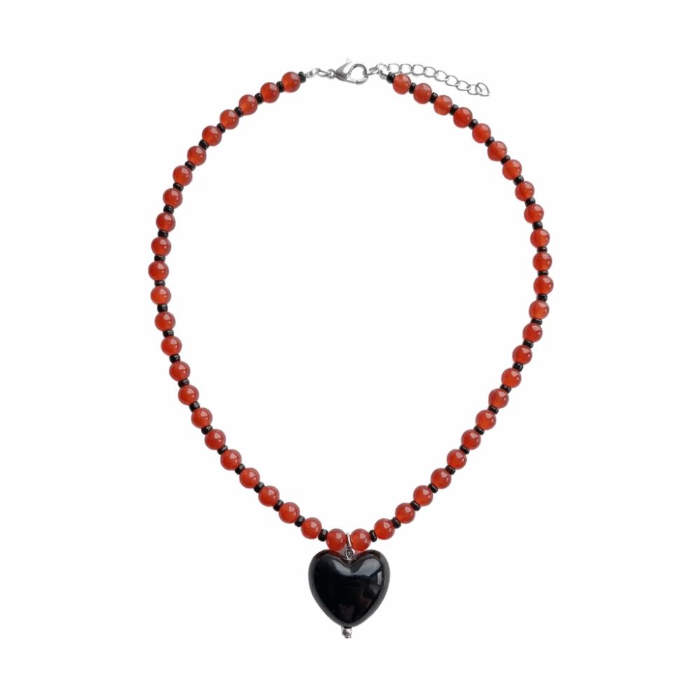 Candy Color Beaded Pendant Choker Clavicle Chain Y2K Necklace Delicate Heart Necklace  Charms чёрный