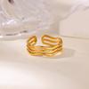 Popular New Irregular Geometric Hollow Stainless Steel Gold-plated Personalized Opening Women's Ring