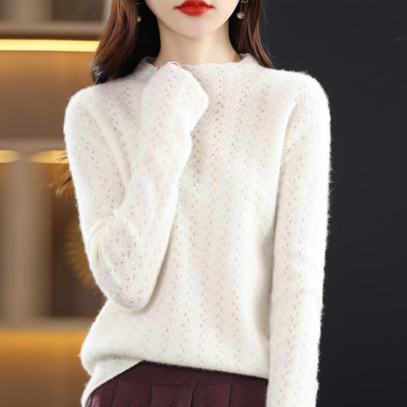Women's Cashmere Sweater Qinghe Cashmere 30% Cashmere 70% Wool Women's Autumn and Winter Cashmere Sweater Soft and Warm