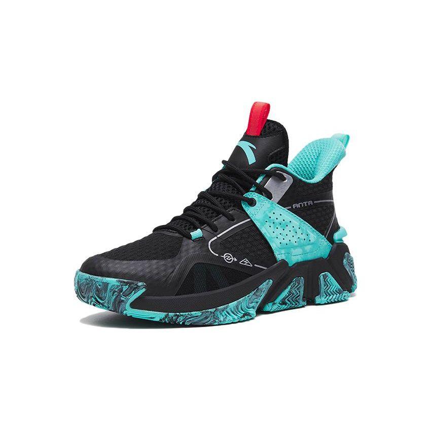 Anta Kids Sniper Durable Non-Slip Low-Top Basketball Shoes Kids sneaker Black Green 312311115-4