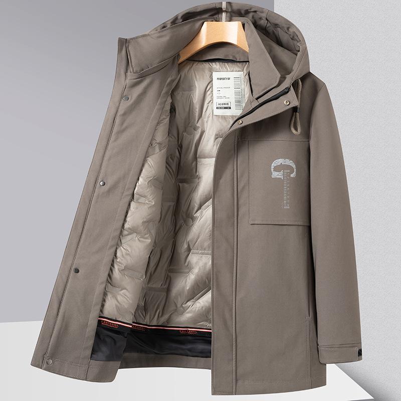 One-Wear Weiße Entendaunenjacke für Herren, herausnehmbares Innenfutter, einfache, lässige, warme Winterjacke für junge und mittlere Menschen