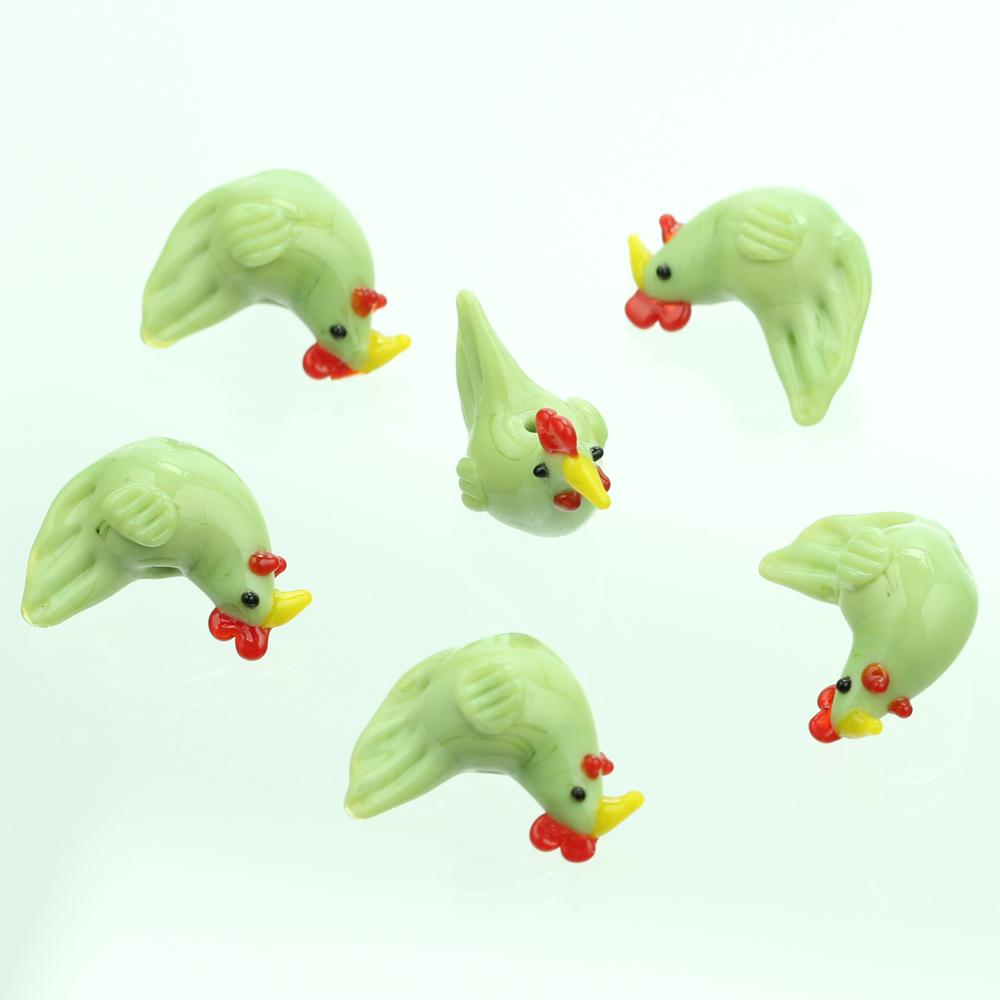 2pcs Cock Rooster Hen Shape Handmade Lampwork Glass Loose Beads For Jewelry Making Accessories DIY Crafts Findings
