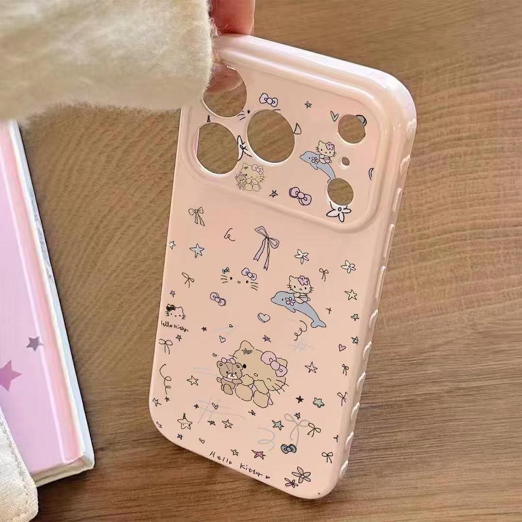 Little Bear KT Cat Drop-Proof Phone Case for Apple 11 To 17 Pro Max, Full Coverage for 12, 13, 14, 15 Plus, 16 Pro.