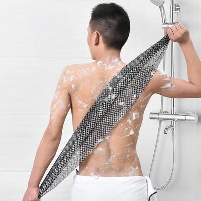 Gant de toilette exfoliant, épurateur de dos pour douche pour hommes, serviette de bain en mousse multifonction aux ions argent, serviettes exfoliantes Ultra longues