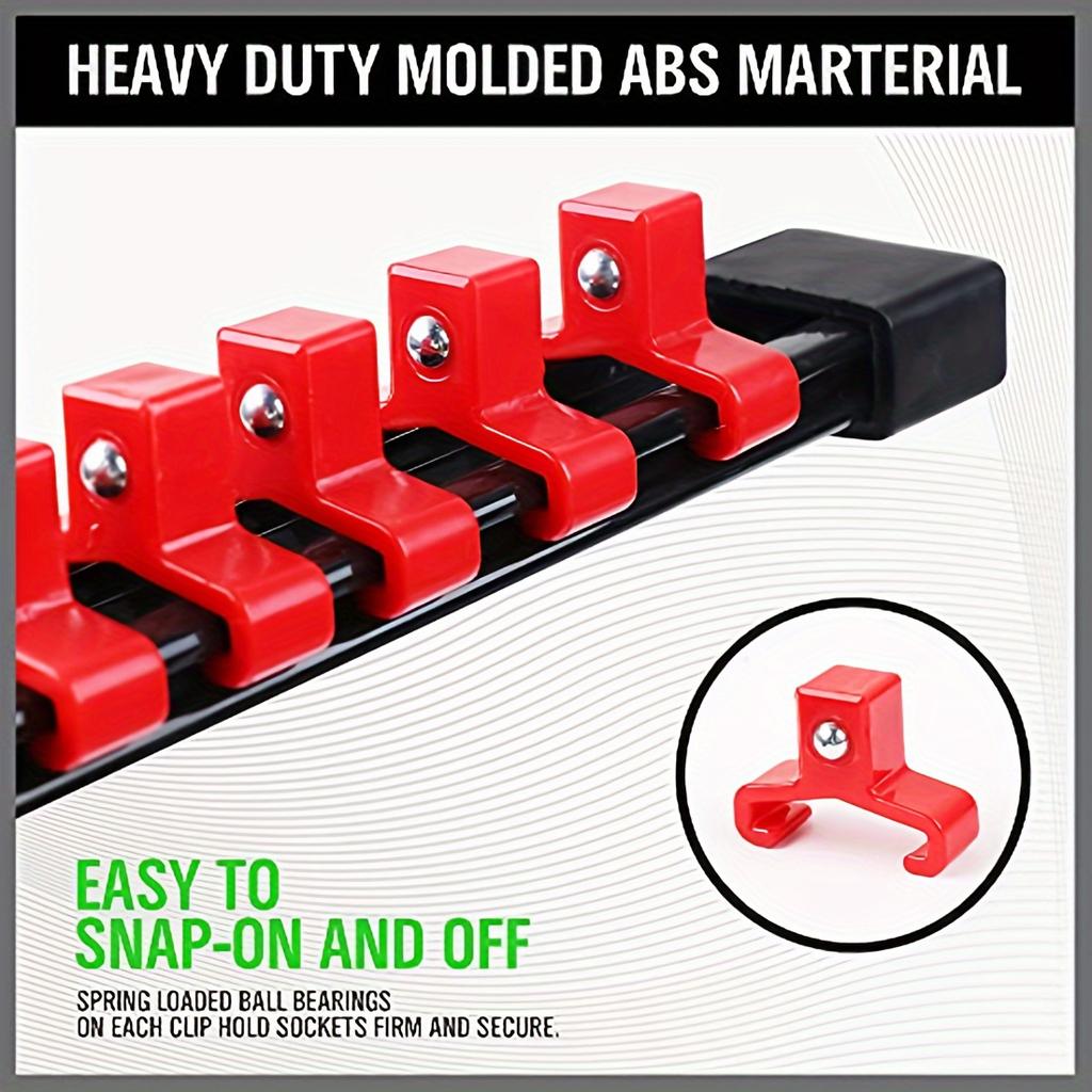 Socket Organizer Drive  6PCS 1/4-Inch X 32 Clips 3/8-Inch X 30 Clips 1/2-Inch X 24 Clips Premium Quality Socket Clip Rail Holder