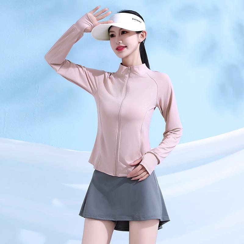 Stand-up Collar Sunscreen Clothes Women's Summer Thin 1011 New Yoga Waist Ice Silk Quick-drying Slim-fit UV-proof Jacket