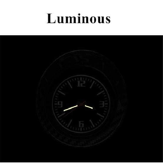 Car SUV Dash Clock Luminous Pointer Time Gauge w/ Carbon Fiber Look Alloy Shell