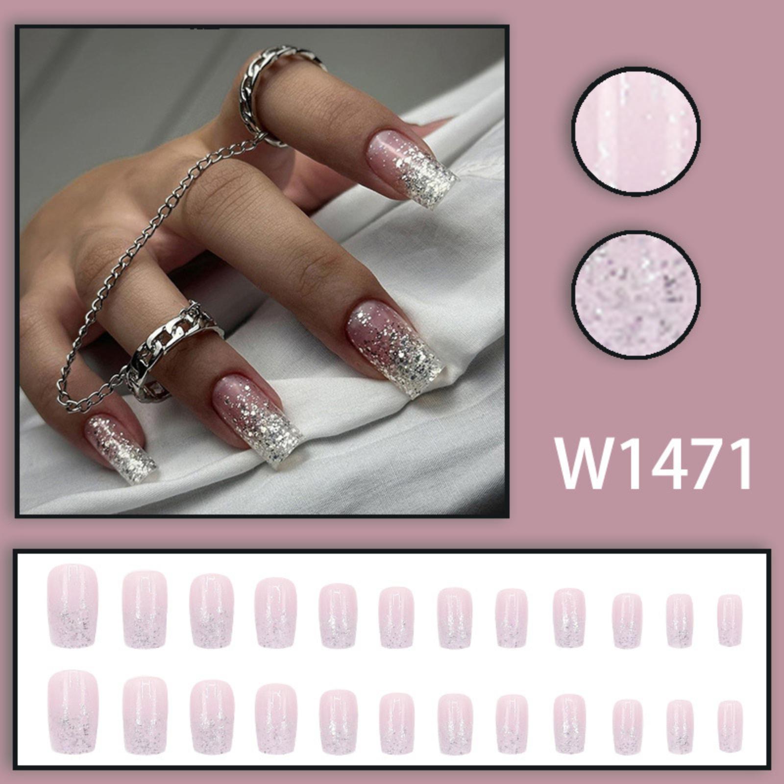 

24 шт. Накладные ногти, Носимые ногти, Ледяные прозрачные накладные ногти 5 мл One Size