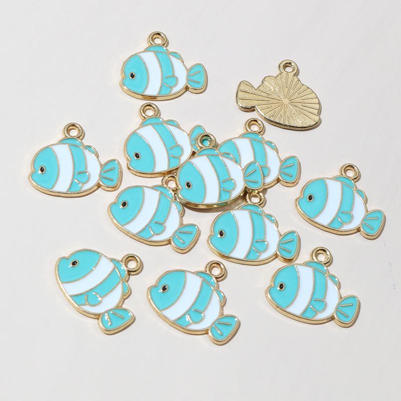 20pcs Enamel Fish Charms Pendant 15x14mm DIY Jewelry Making Accessories Findings for Earrings Necklace Bracelets Crafts