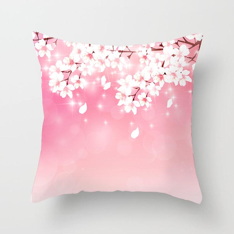 Peach Leather Velvet Fresh Pink Flower Pillowcase Home Sofa Pillow Cushion Cover Core-free