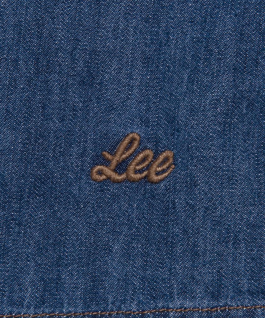 LEE Women'S Crop Denim Short Sleeve Shirt Indigo Medium