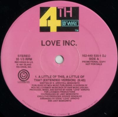 12-palcový vinyl LOVE INC. - Trochu tohto, trochu tamto 1624405351DJPRO 4th & Broadway 1991 USA Tanečná & Elektronická Hudba Použité