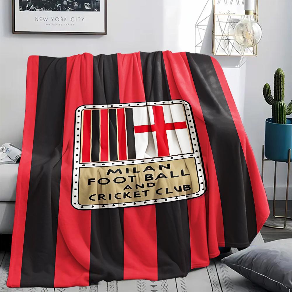 1pc AC Milan Print Flannel Blanket, High quality Comfortable for All Seasons, Home Decor, Warmth and Comfort, Perfect for Christmas Gifts05
