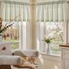 Linen Blend Flat Panel Striped Curtain Kitchen Dining Living Room Short Window Treatment Rod Pocket