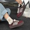 Leather Women's New Versatile and Thin Thick-soled Color Matching Comfortable Sports and Leisure Board Shoes