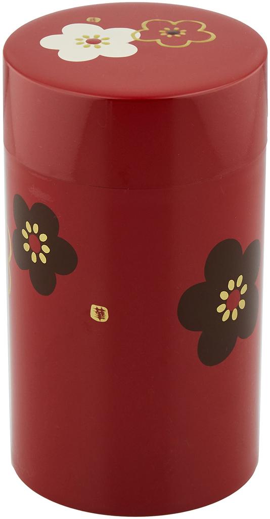 Tatsumiya Tea Floral Plum Floral Plum 56502 Caddy, Large, Pattern, Blossom, Vermilion, Large, Pattern, Blossom,