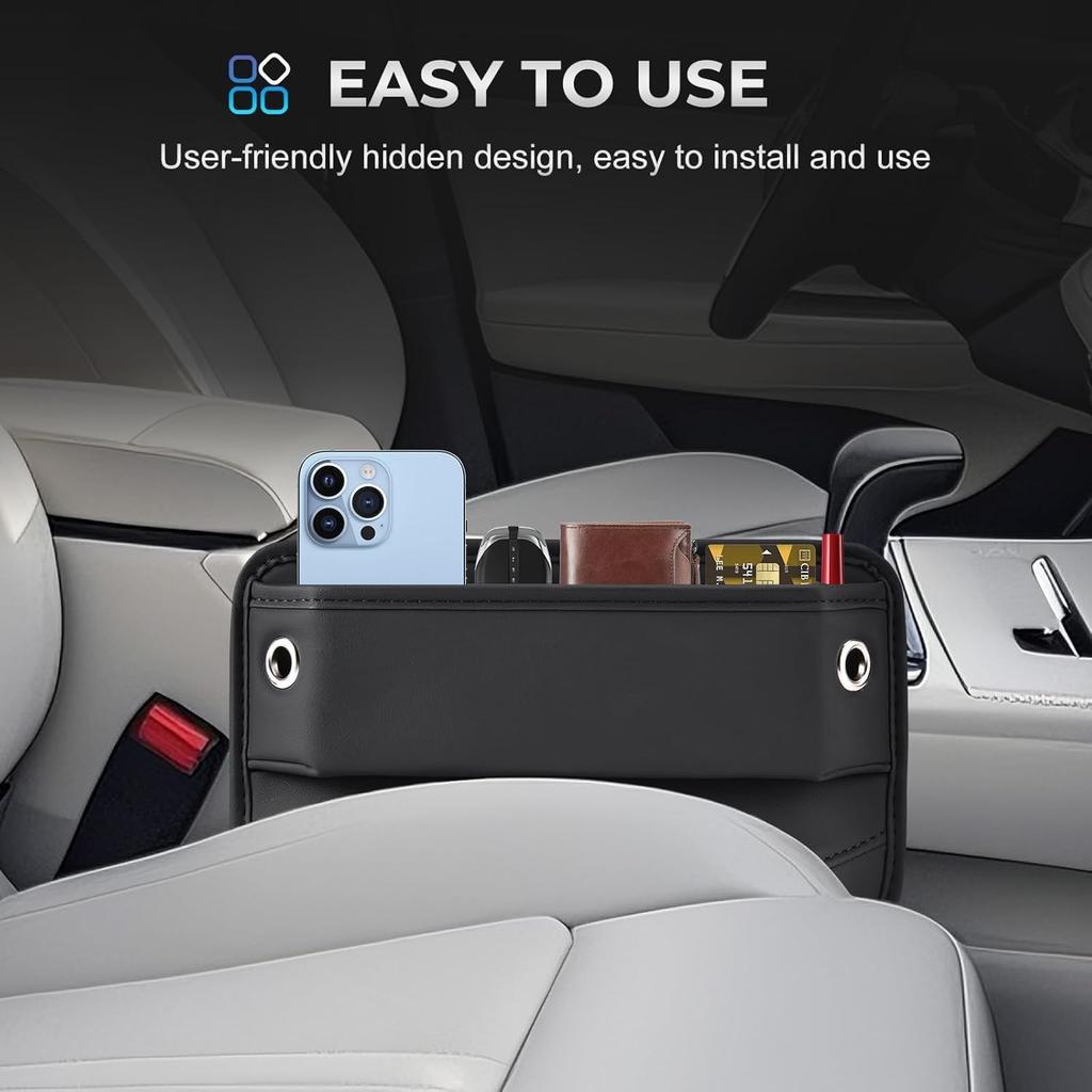 2026 2 Pack Car Seat Gap Filler Organizer, Universal Premium Leather Front Seat Side Organizer, Gap Filler For Car, Phone, Sunglasses, Keys, SUV