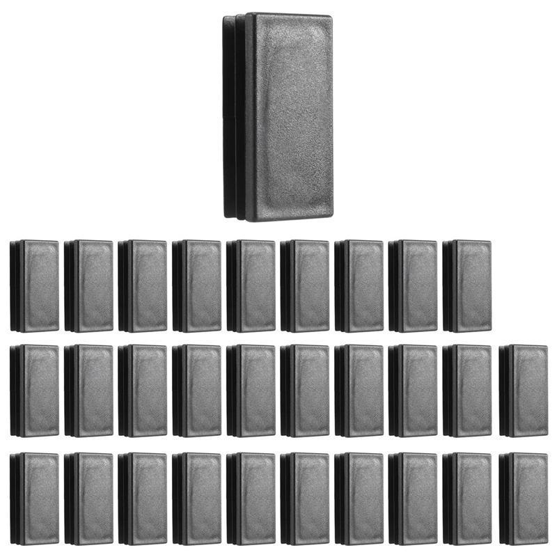 

2025 Trend Plastic Rectangle Blanking End Tube Caps Inserts 25X50mm 30Pcs Black