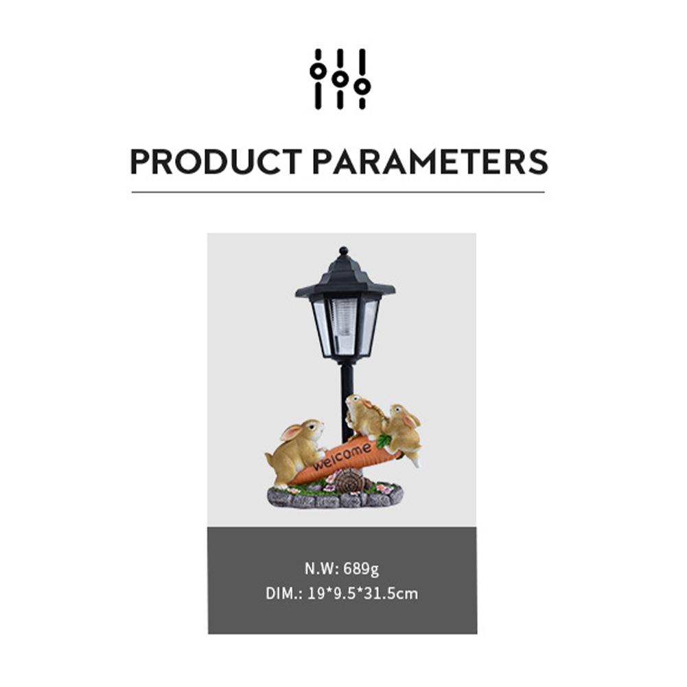 Solar Powered Resin Sculpture Figurine Light Animal Decorative Lamp for Yard Patio Lawn Outdoor Garden Decor