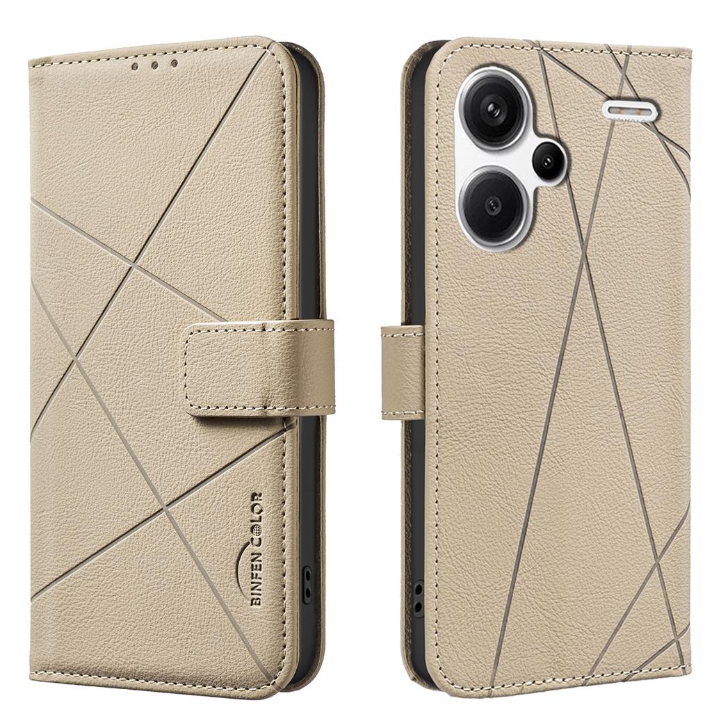 For Xiaomi Redmi Note 13 Pro+ 5G Case BINFEN COLOR BF35 Geometry Imprinted Leather Phone Cover RFID Blocking Wallet Stand
