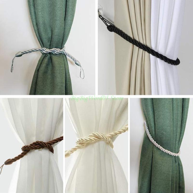 24TE 4Pack Elegant Bohos Styles Cotton Rope Curtain Tiebacks Soft Handwovens Decorative
