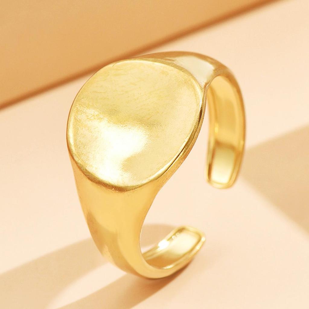 18K Gold Stainless Steel Geometric Smooth Ring for Women - Colorfast, Simple Ins Style Jewelry